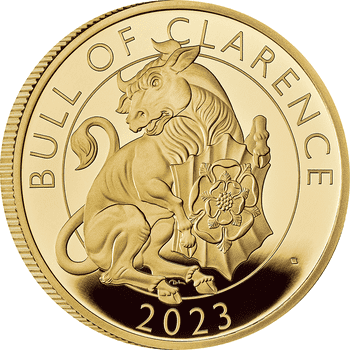 英国 2023年 テューダー家紋章の獣コレクション クラレンスの雄牛 100ポンド金貨 1オンス プルーフ