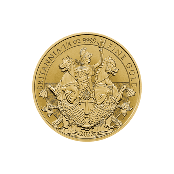 英国 2023年 ブリタニア・プレミアムコレクション 金貨4種セット（50ペンス、1、 25、 100ポンド貨） 艶消しリバースプルーフ