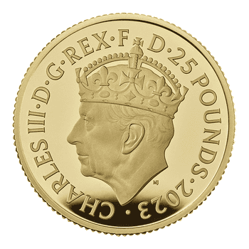 英国 2023年 国王チャールズ3世戴冠式記念 25ポンド金貨 1/4オンス プルーフ