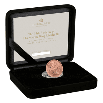 英国 2023年 国王チャールズ3世生誕75周年 1ソブリン金貨 未使用