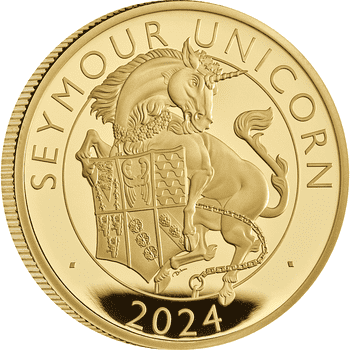 英国 2024年 テューダー家紋章の獣コレクション シーモアのユニコーン 100ポンド金貨 1オンス プルーフ