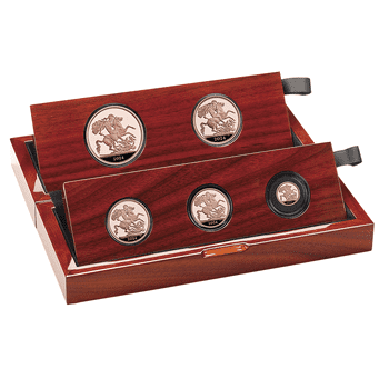 英国 2024年 ソブリン金貨コレクション 金貨5種セット(1/4、1/2、 1ソブリン、 2、 5ポンド) プルーフ