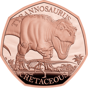 英国 2024年 恐竜シリーズ ティラノサウルス 50ペンス金貨 プルーフ