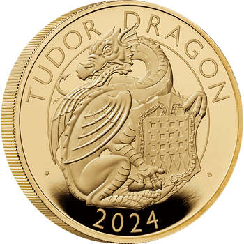 【供給元問合せ】英国 2024年 テューダー家紋章の獣コレクション テューダーのドラゴン 500ポンド金貨 5オンス プルーフ