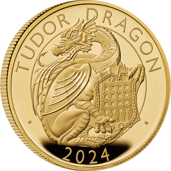 英国 2024年 テューダー家紋章の獣コレクション テューダーのドラゴン 100ポンド金貨 1オンス プルーフ