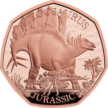 英国 2024年 恐竜シリーズ ステゴサウルス 50ペンス金貨 プルーフ