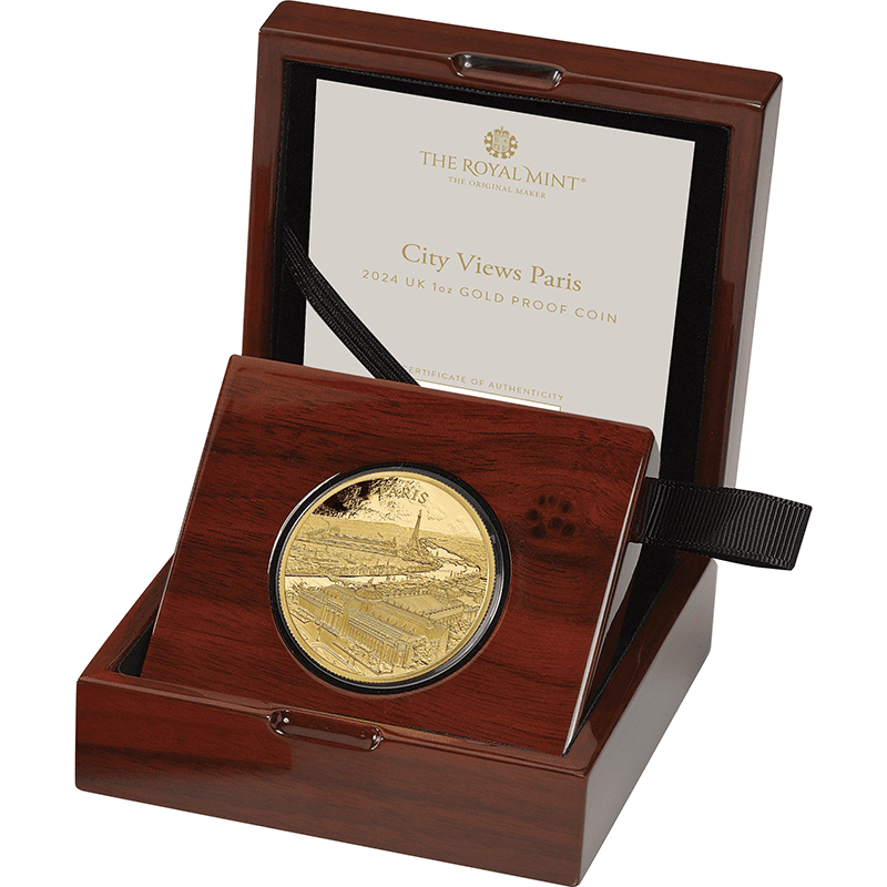 英国 2024年 世界の市景図 パリ 100ポンド金貨 1オンス プルーフ