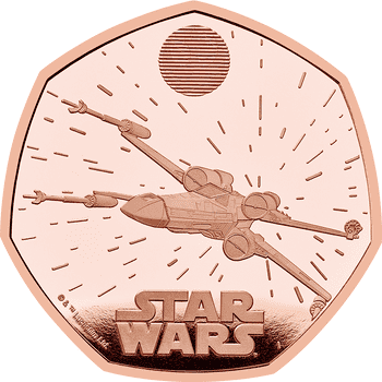 【供給元問合せ】英国 2024年 スター・ウォーズ Xウイング 50ペンス金貨 プルーフ