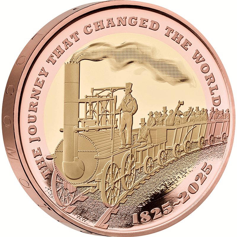供給元問合わせ】英国 2025年 近代鉄道輸送200周年 2ポンド2色金貨