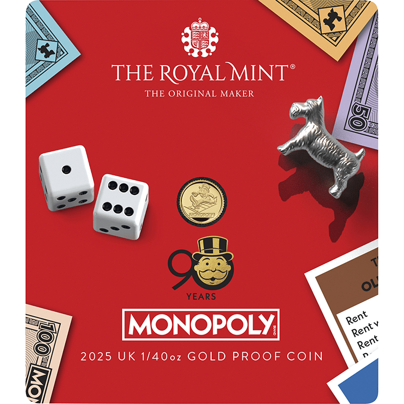 英国 2025年 モノポリー90周年 50ペンス金貨 1/40オンス プルーフ