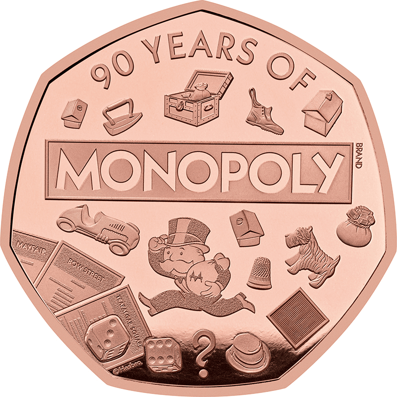 供給元問合せ】 英国 2025年 モノポリー90周年 50ペンス金貨 プルーフ