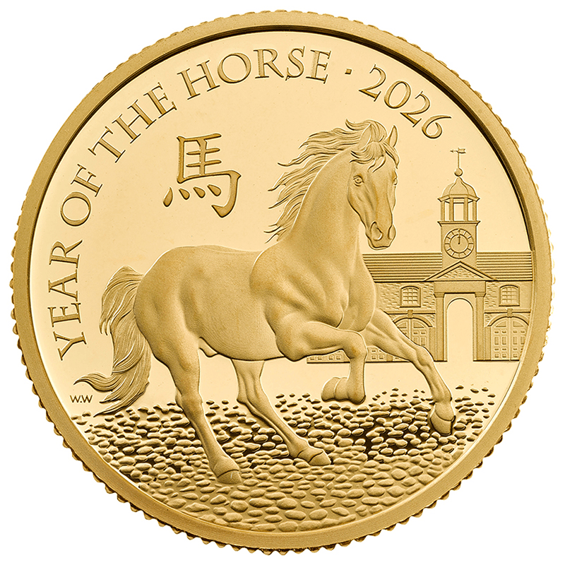 英国 2026年 午年馬図記念コイン 25ポンド金貨 1/4オンス プルーフ
