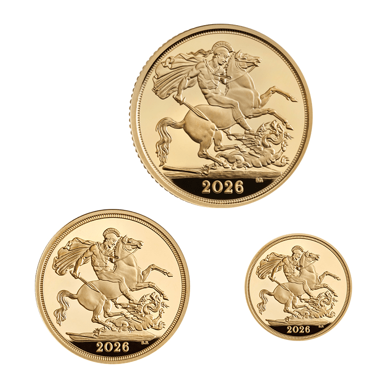 英国 2026年 ソブリン金貨 3種セット(1/4、1/2、1ソブリン) プルーフ