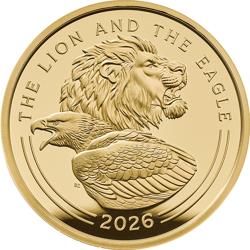 英国 2026年 コインの象徴 ライオンとイーグル 100ポンド金貨 1オンス