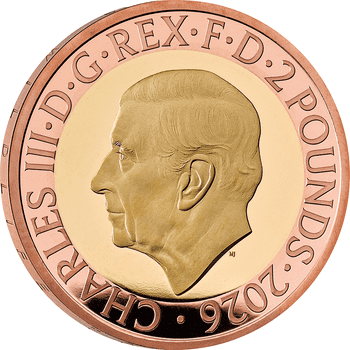 英国 2025年 ジョージ・オーウェル 2ポンド2色金貨 プルーフ
