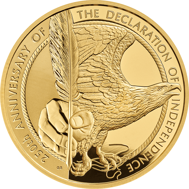 超激レア非売品 10/8 万博2025 アメリカ独立250周年記念品 英国 2026年 アメリカ独立宣言250周年 25ポンド金貨 プルーフ