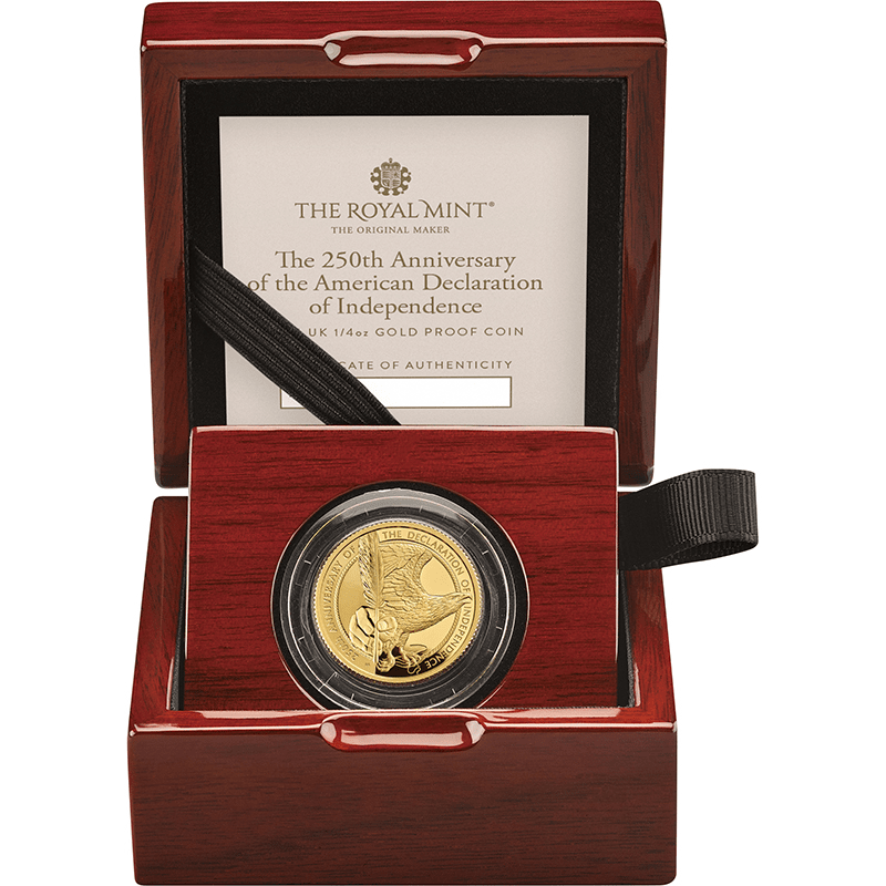 超激レア非売品 10/8 万博2025 アメリカ独立250周年記念品 英国 2026年 アメリカ独立宣言250周年 25ポンド金貨 プルーフ