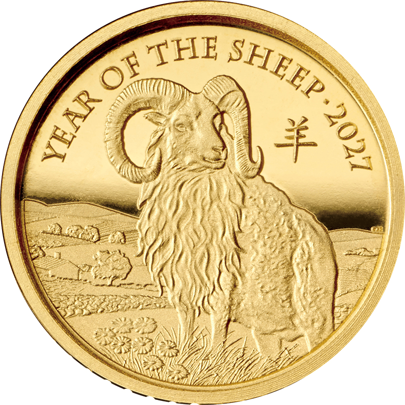 英国 2027年 未年羊図 50 ペンス金貨 1/40オンス プルーフ