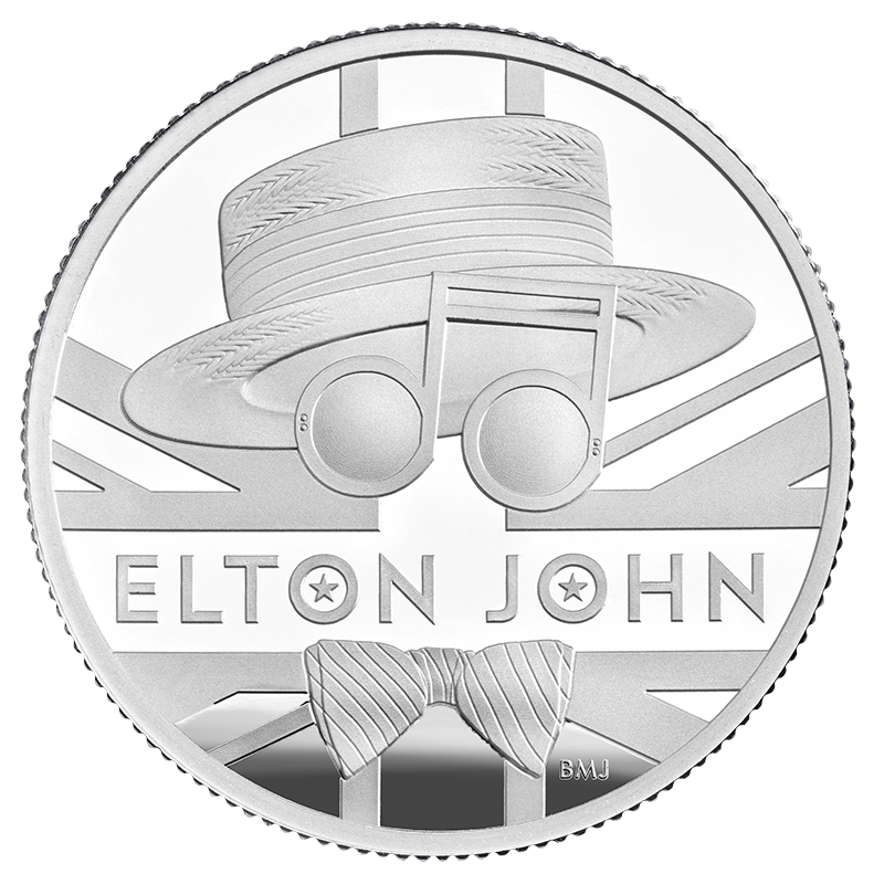 英国 2020年 伝説のミュージシャン エルトン・ジョン 5ポンド銀貨 プルーフ