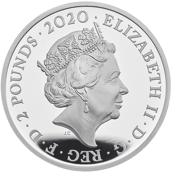 英国 2020年 伝説のミュージシャン デヴィッド・ボウイ 2ポンドカラー銀貨 1オンス プルーフ