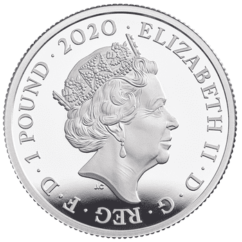 英国 2020年 伝説のミュージシャン デヴィッド・ボウイ 1ポンド銀貨 1/2オンス プルーフ