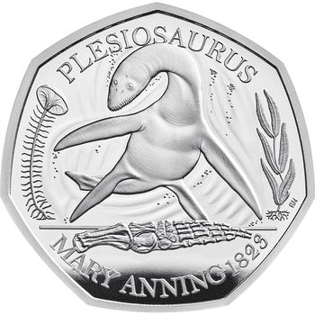 英国 2021年 恐竜シリーズ プレシオサウルス 50ペンス銀貨 プルーフ