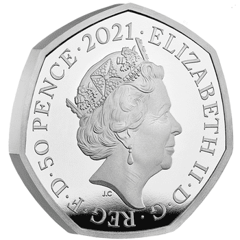 英国 2021年 恐竜シリーズ プレシオサウルス 50ペンス銀貨 プルーフ