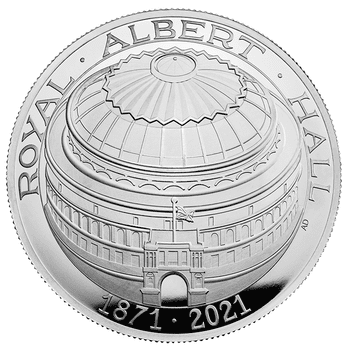 英国 2021年 ロイヤル・アルバート・ホール開館150周年 特別版 5ポンドドーム型銀貨 プルーフ