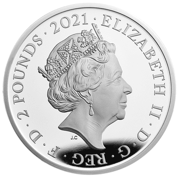 英国 2021年 不思議の国のアリス 2ポンドカラー銀貨 プルーフ