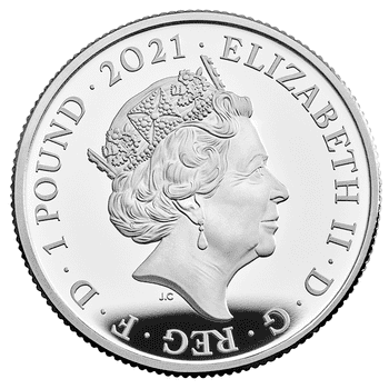 英国 2021年 鏡の国のアリス 1ポンド銀貨 プルーフ