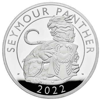 英国 2021年 テューダー家紋章の獣コレクション シーモアの豹 10ポンド銀貨 5オンス プルーフ