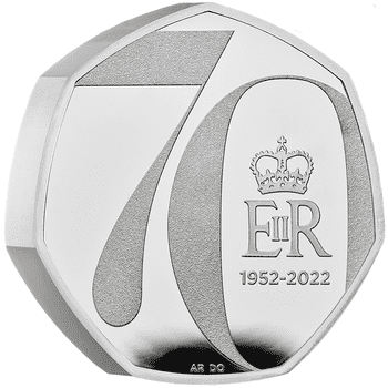 英国 2022年 女王エリザベス2世在位70周年 プラチナ・ジュビリー 50ペンスピエフォー銀貨 プルーフ