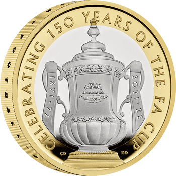 英国 2022年 FAカップ創設150周年 2ポンドピエフォー銀貨金メッキ付 プルーフ