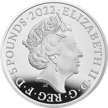 英国 2022年 女王エリザベス2世治世シリーズ 栄誉の授与 5ポンドピエフォー銀貨 プルーフ