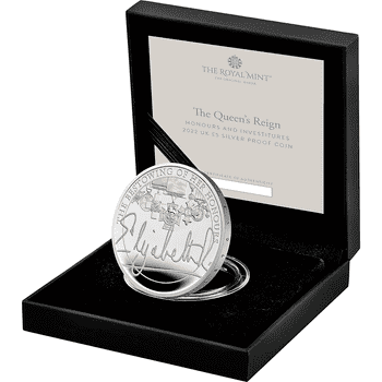 英国 2022年 女王エリザベス2世治世シリーズ 栄誉の授与 5ポンド銀貨 プルーフ