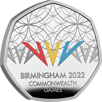 英国 2022年 コモンウェルスゲームズ バーミンガム大会 50ペンスカラー銀貨 プルーフ