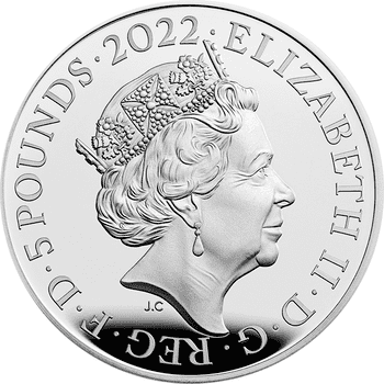 英国 2022年 女王エリザベス2世治世シリーズ 奉仕と支援 5ポンドピエフォー銀貨 プルーフ