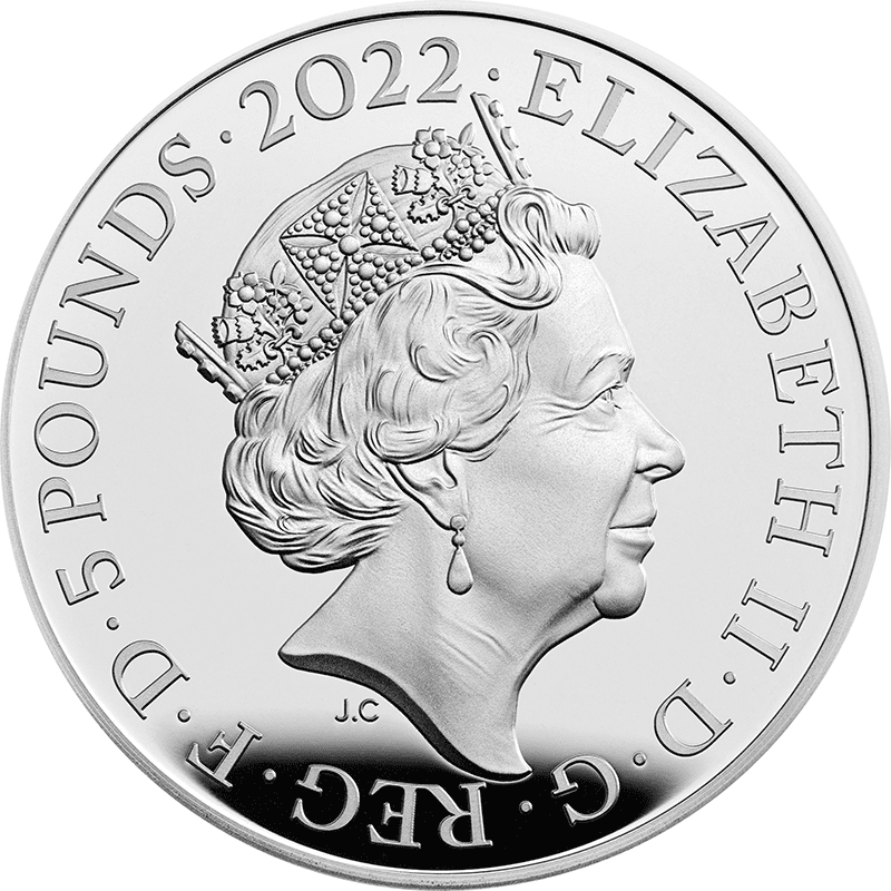 英国 2022年 女王エリザベス2世治世シリーズ 奉仕と支援 5ポンド銀貨
