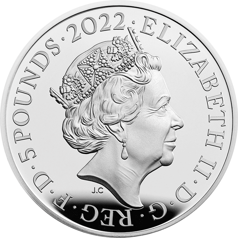 2022 エリザベス2世 女王の治世シリーズ 5ポンドプルーフ銀貨3枚セット