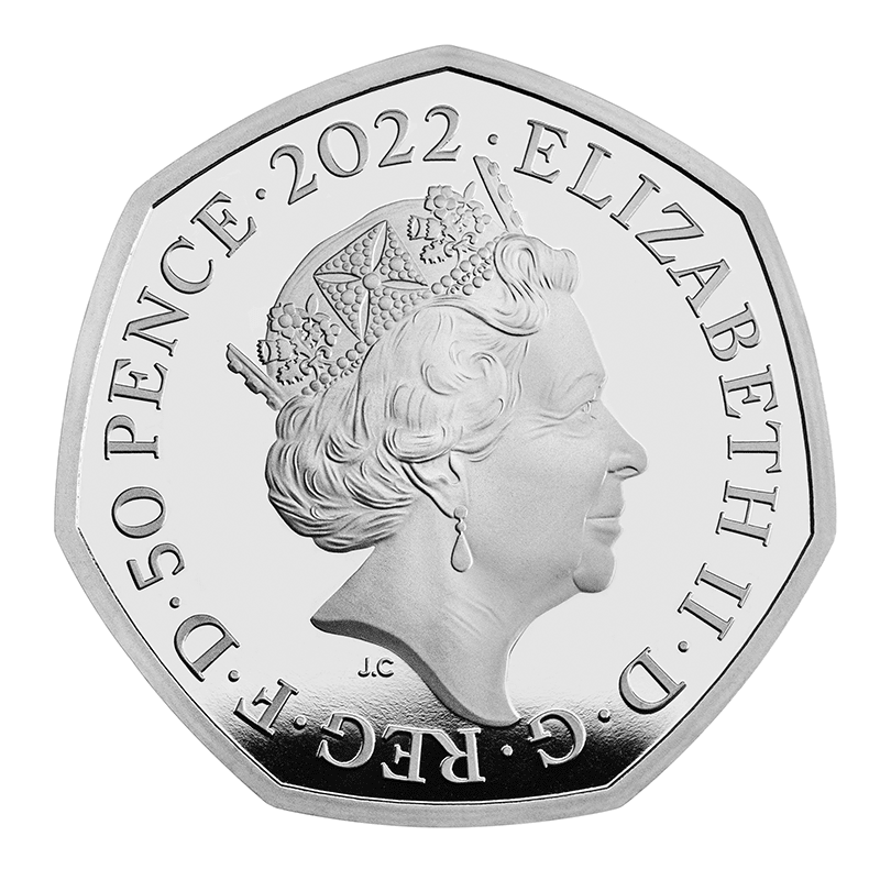 英国 2022年 ハリー・ポッター出版25周年 50ペンスカラー銀貨 プルーフ-