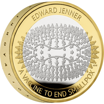 英国 2023年 エドワード・ジェンナー没後200周年 2ポンドピエフォー銀貨金メッキ付 プルーフ