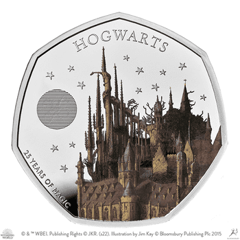 英国 2023年 ハリー・ポッター出版25周年 最終貨 ホグワーツ魔法魔術学校 50ペンスカラー銀貨 プルーフ