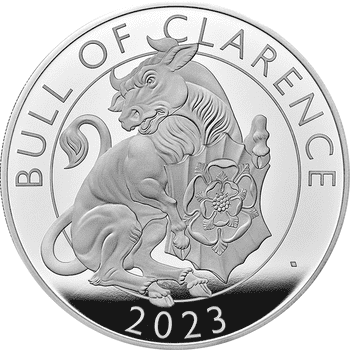 英国 2023年 テューダー家紋章の獣コレクション クラレンスの雄牛 10ポンド銀貨 10オンス プルーフ
