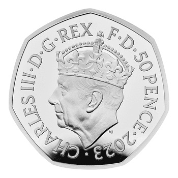 英国 2023年 国王チャールズ3世戴冠式記念 50ペンス銀貨 プルーフ