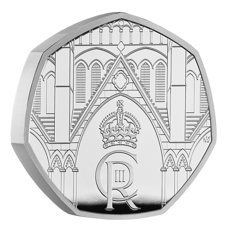 英国 2023年 国王チャールズ3世戴冠式記念 50ペンスピエフォー銀貨