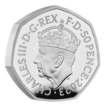 英国 2023年 国王チャールズ3世戴冠式記念 50ペンスピエフォー銀貨 プルーフ