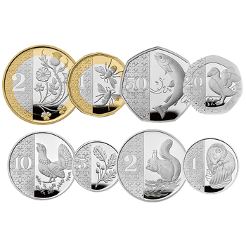 英国 2023年 国王チャールズ3世初の通常貨セット 通常貨8種銀貨プルーフセット