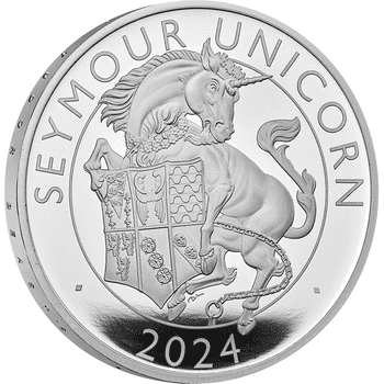 英国 2024年 テューダー家紋章の獣コレクション シーモアのユニコーン 2ポンド銀貨 1オンス プルーフ