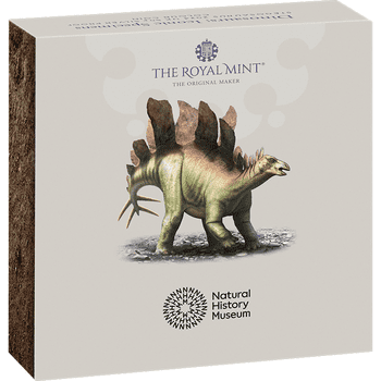 英国 2024年 恐竜シリーズ ステゴサウルス 50ペンスカラー銀貨 プルーフ