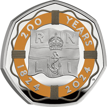 英国 2024年 英国王立救命艇協会設立200周年 50ペンスカラー銀貨 プルーフ